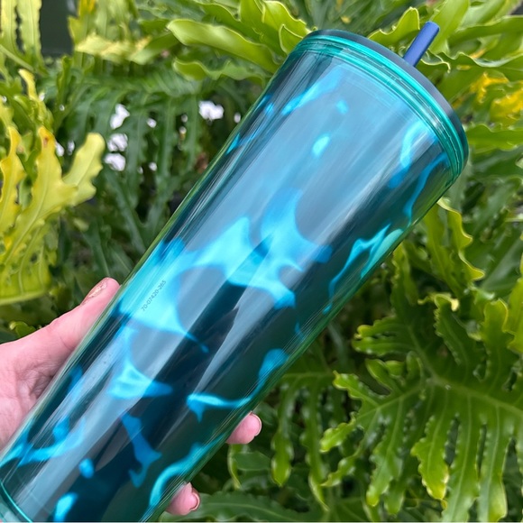 Starbucks Turquoise Green Wave Cold Cup Tumbler 24oz New 2020 Animal Print HTF - Picture 15 of 15